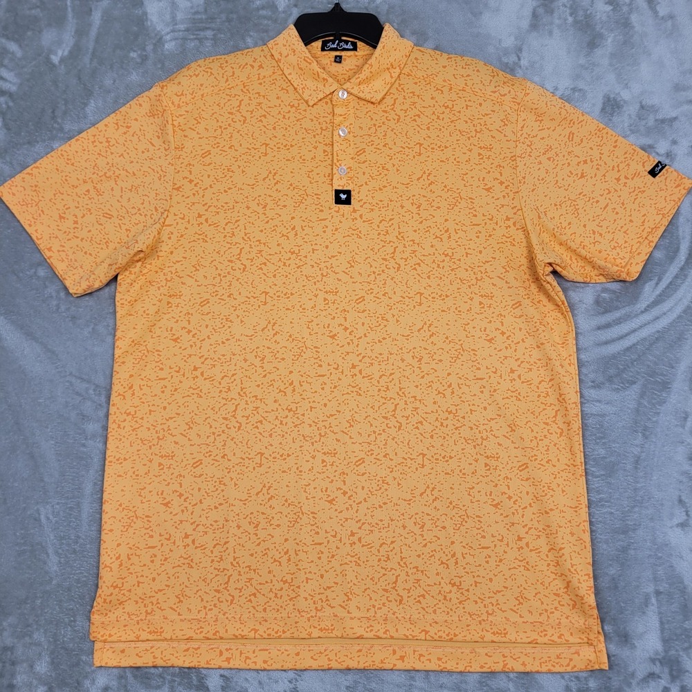 Bad Birdie Men's XL Bright Orange Paint Splatter Golf Polo Shirt Performance